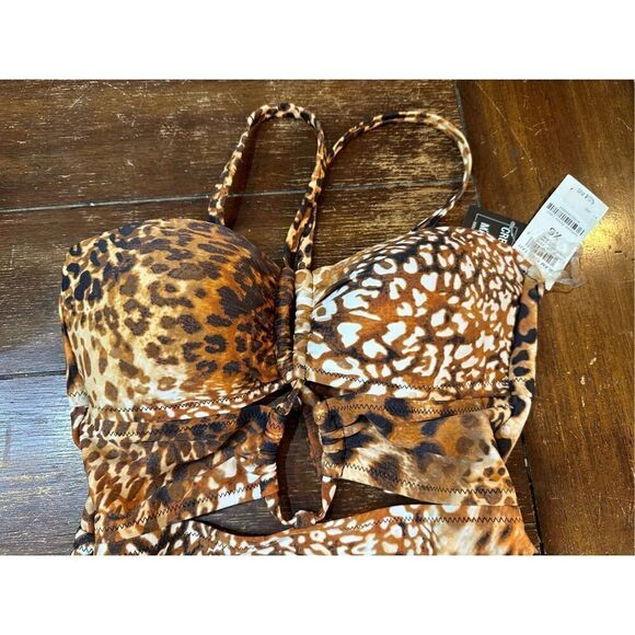 Bar III Glam Cheetah Keyhole-Cutout Swimsuit - Picture 5 of 9